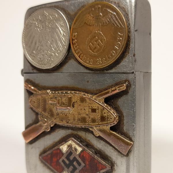 (084) ZIPPO [=1943-45=] (3 barrel) WWII =ARMOR INFANTRY , HJ , MONETY=
